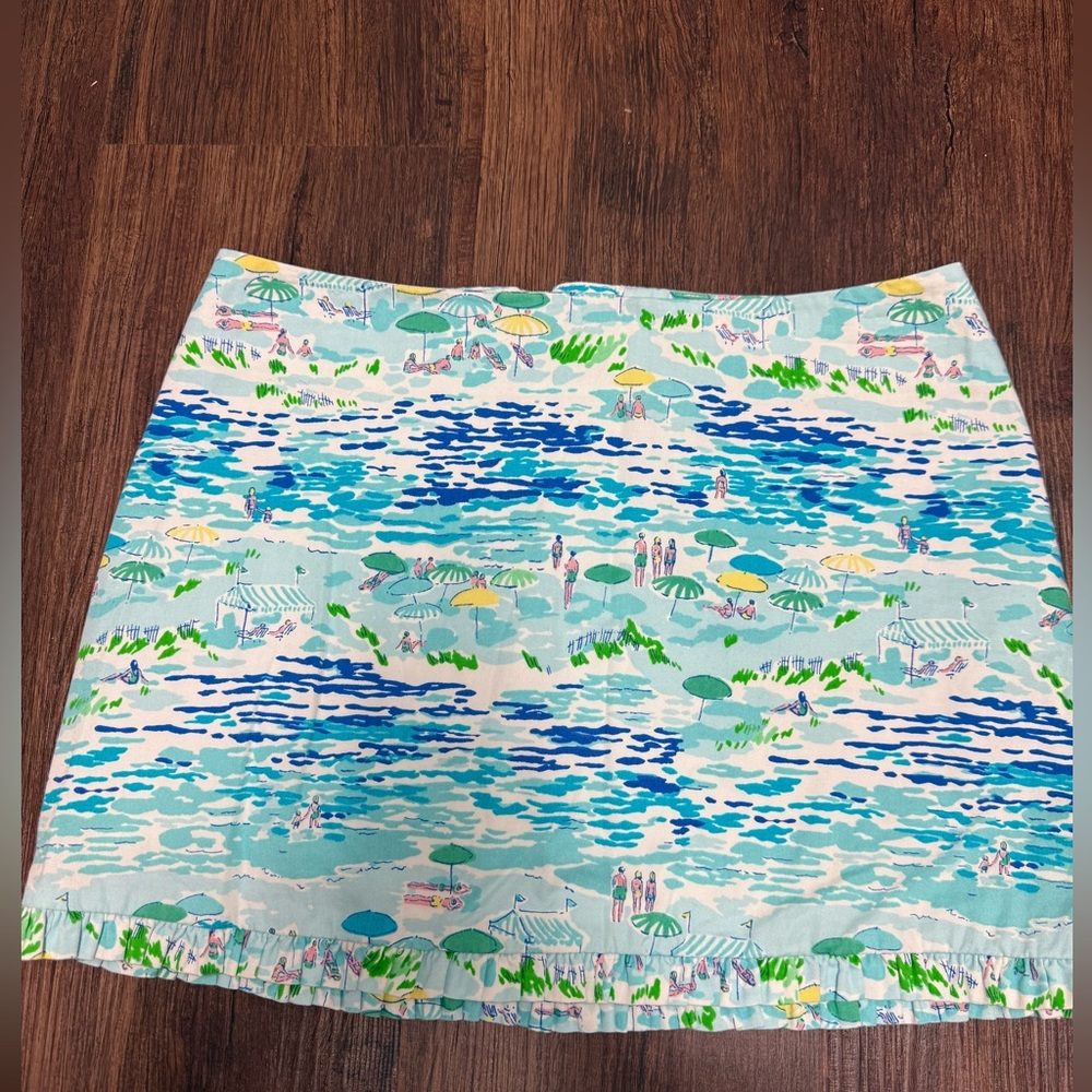 Lilly Pulitzer Aqua and Lime Patterned Skirt